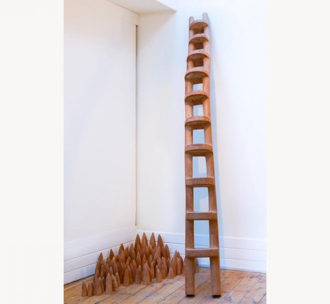 POINTS AND ASCEND, 2011, cedar, 104 x 11 x 7 inches