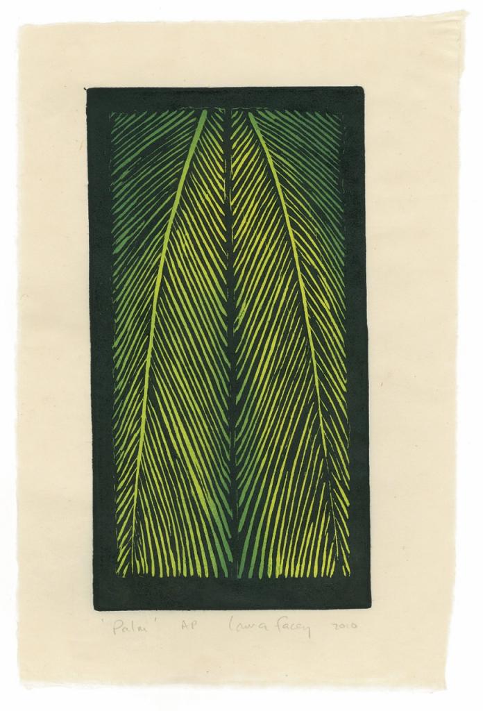 PALM, 2010, wood block prints, kitikata paper,  9 3/4 x 5 1/4 in