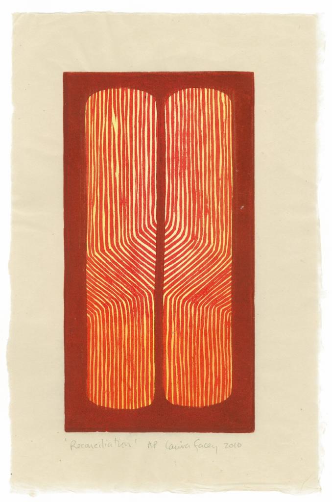 RECONCILIATION, 2010, wood block prints, kitikata paper,  9 3/4 x 5 1/4 in
