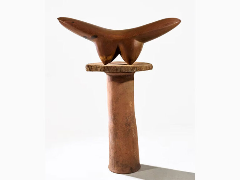 GOD’S SADDLE, 2024, lignum vitae, 49″ x 17″ x 38″