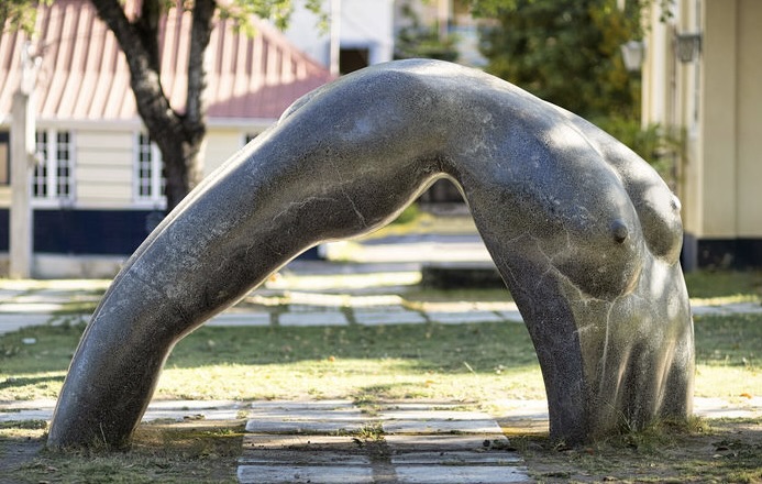 EARTH TO EARTH, 1999, cement & marble chips, steel, mesh wire, University of Technology, Kingston, Jamaica