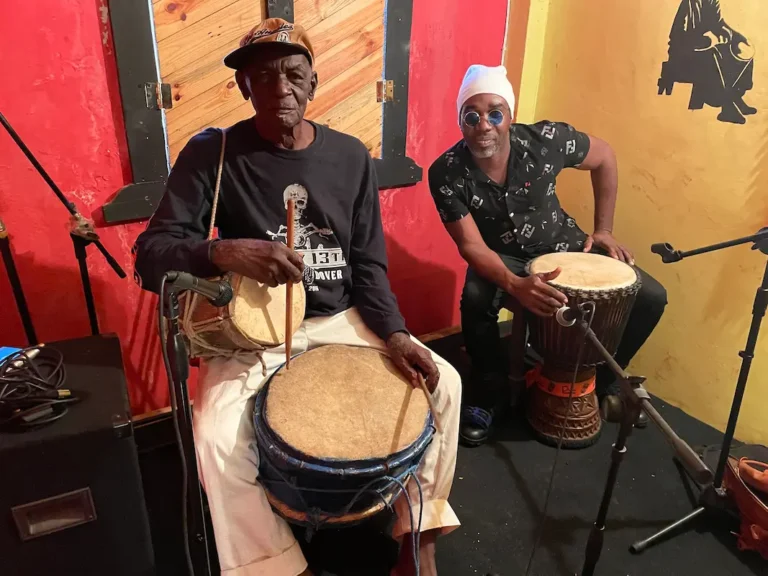 Melda's drummers at a recording studio, 2022