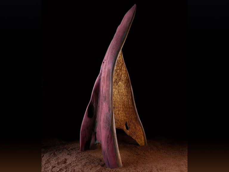 ABENG, 2025, cedar with gold leaf, 11'5"