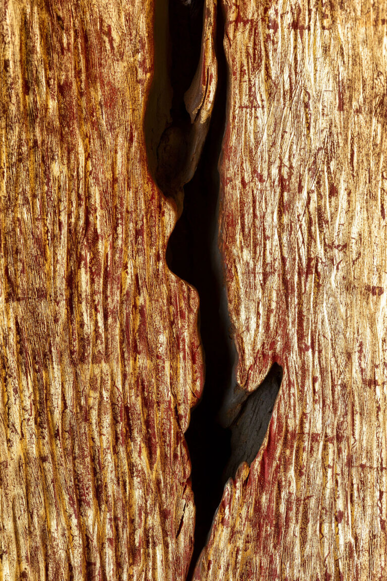 ABENG, 2025, cedar with gold leaf, 11'5"