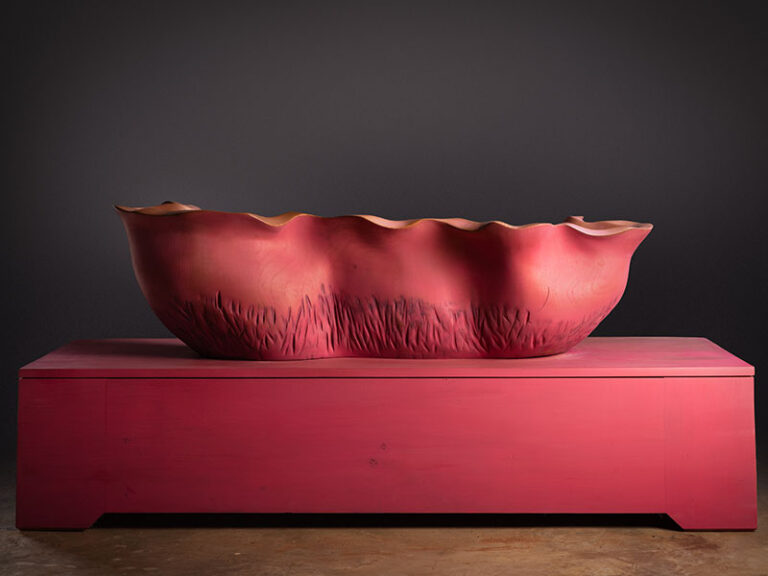 CLOUD BENCH, 2025, cedar, 23K gold leaf, 74" x 24" x 33"
