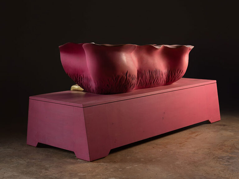 CLOUD BENCH, 2025, cedar, 23K gold leaf, 74" x 24" x 33"